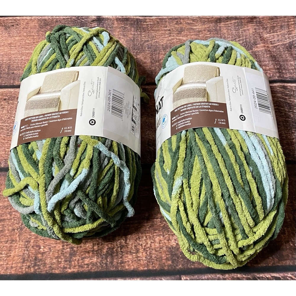 Bernat Blanket Forest Sage Yarn (Lot  of 2) 10.5 oz/220 yds Weight 6 Bulky New - Picture 2 of 6